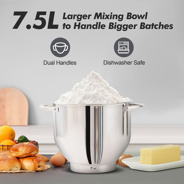 Aucma Stand Mixer, 6.2L Food Mixers for Baking, Electric Kitchen Mixers with Bowl, Dough Hook, Wire Whip & Beater (6.2L, Black)