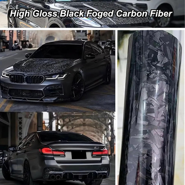 Purple Forged Carbon Fiber Vinyl Wrap, Foneso Self Adhesive Film, High Glossy Car Wrap Roll, Auto Interior Stickers Sheets Films Wraps Without Bubble for DIY Use 1ft x 5ft