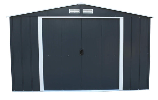 Duramax ECO 8 x 8 (6.35 m2) Metal Garden Storage Shed, Hot-Dipped Galvanized Metal Garden Shed, Tool Storage Shed, Strong Reinforced Roof Structure, Maintenance-Free Metal Shed, Anthracite
