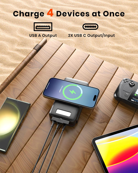 Paloceru Solar Power Bank 26800mAh - Portable Solar Charger with 4 Foldable Panels – PD QC 3.0 Fast Charging Battery Bank with USB C Output/Input - Outdoor Battery Pack with Flashlight for Camping