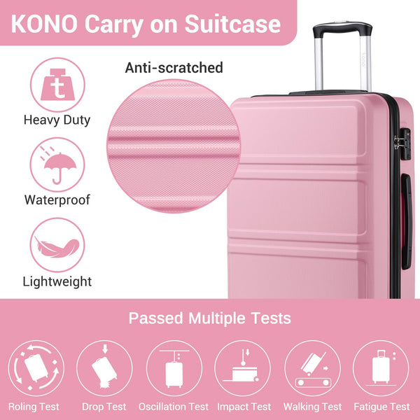 Kono Fashion Hand Luggage Lightweight ABS Hard Shell Trolley Travel Suitcase