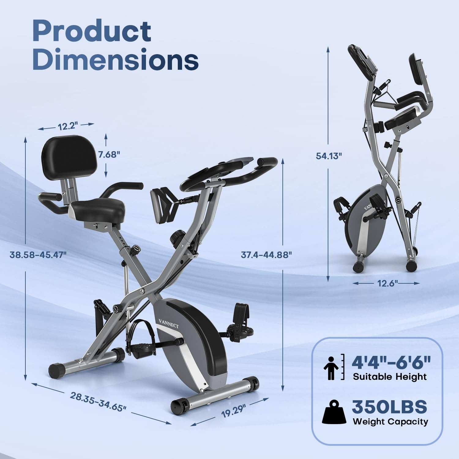 2025 New Exercise Bike Foldable with 16 Levels Magnetic Resistance, Folding Cycling Bike with LCD Display & Heart Rate Sensor, Oversized Saddle with Backrest, Foldable Fitness Bicycle For Home Gym