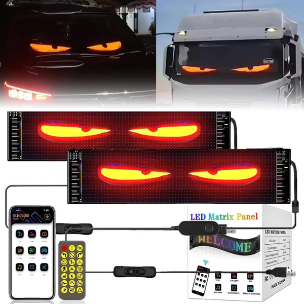 2Pcs Led Devil Eyes Light for Cars,Led Eyes for Trucks,Programmable Flexible Led Display with App Control Remote,Programmable Led Sign,Led Smart Eye Lamp Soft Screen for Car,Party,Bar(2Pcs-7*17.3cm)