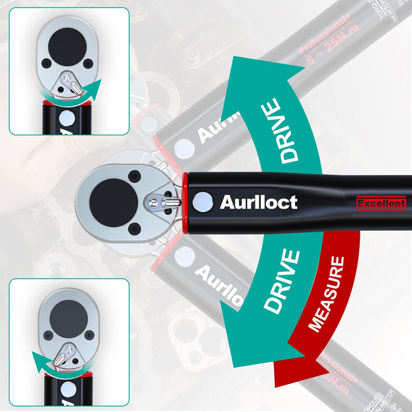 1/2" Torque Wrench Set, Car Wheel Torque Spanner 20-230 Nm with 3/8'' Adapter, ± 3% Accuracy, 72 Tooth for Car Repair, Tire Replacement Etc