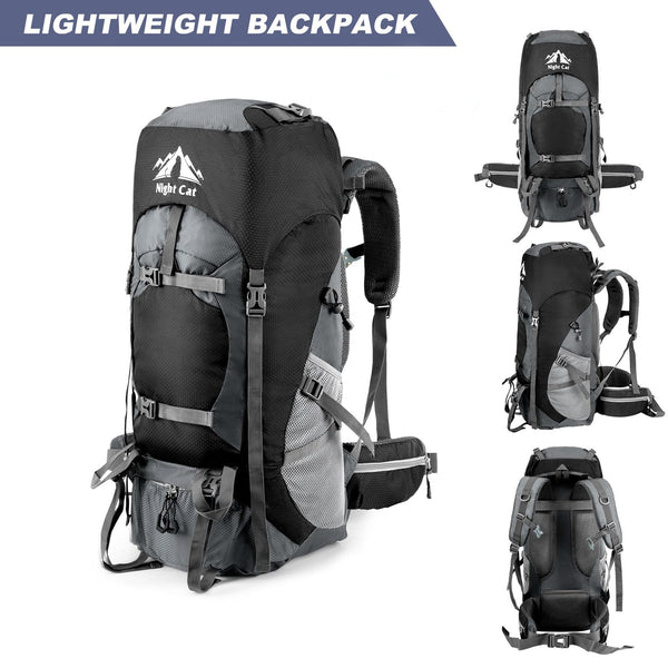 Night Cat Hiking Backpack Rucksack Bag 70L 90L Large For Men Travel Trekking Camping Climbing Cycling With Rain Cover Waterproof Lightweight
