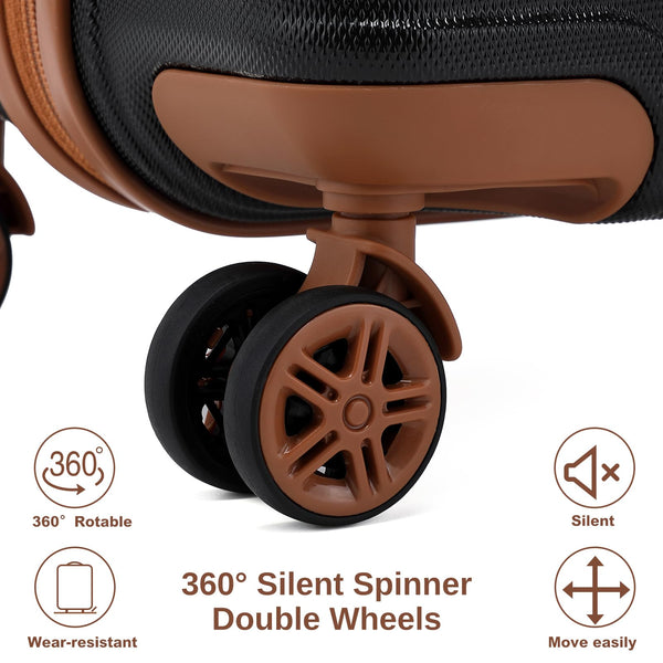 Kono Travel Luggage Sets of 6 Piece Lightweight ABS Hard Shell Trolley Case with TSA Combination Lock 20" 24" 28" Suitcase + 12" Beauty Case + Duffel Bag & Toiletry Bag (Cream White)