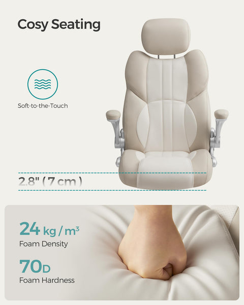 SONGMICS Office Chair, Ergonomic Gaming Chair, Adjustable Headrest, Tilt Function, Foldable Armrests, Swivel Castors, Adjustable Height, E-sports Chair, Ink Black OBG65BKUK