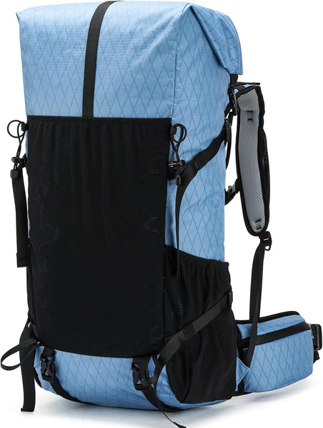 POWER KING 40L Expandable TO 50L Hiking Backpack,Upgraded X-PAC Scratch-proof Lightweight Large Rucksack for Mens Women, Outdoor Roll Top Camping Packsack, Fit for 15.6'' Laptop