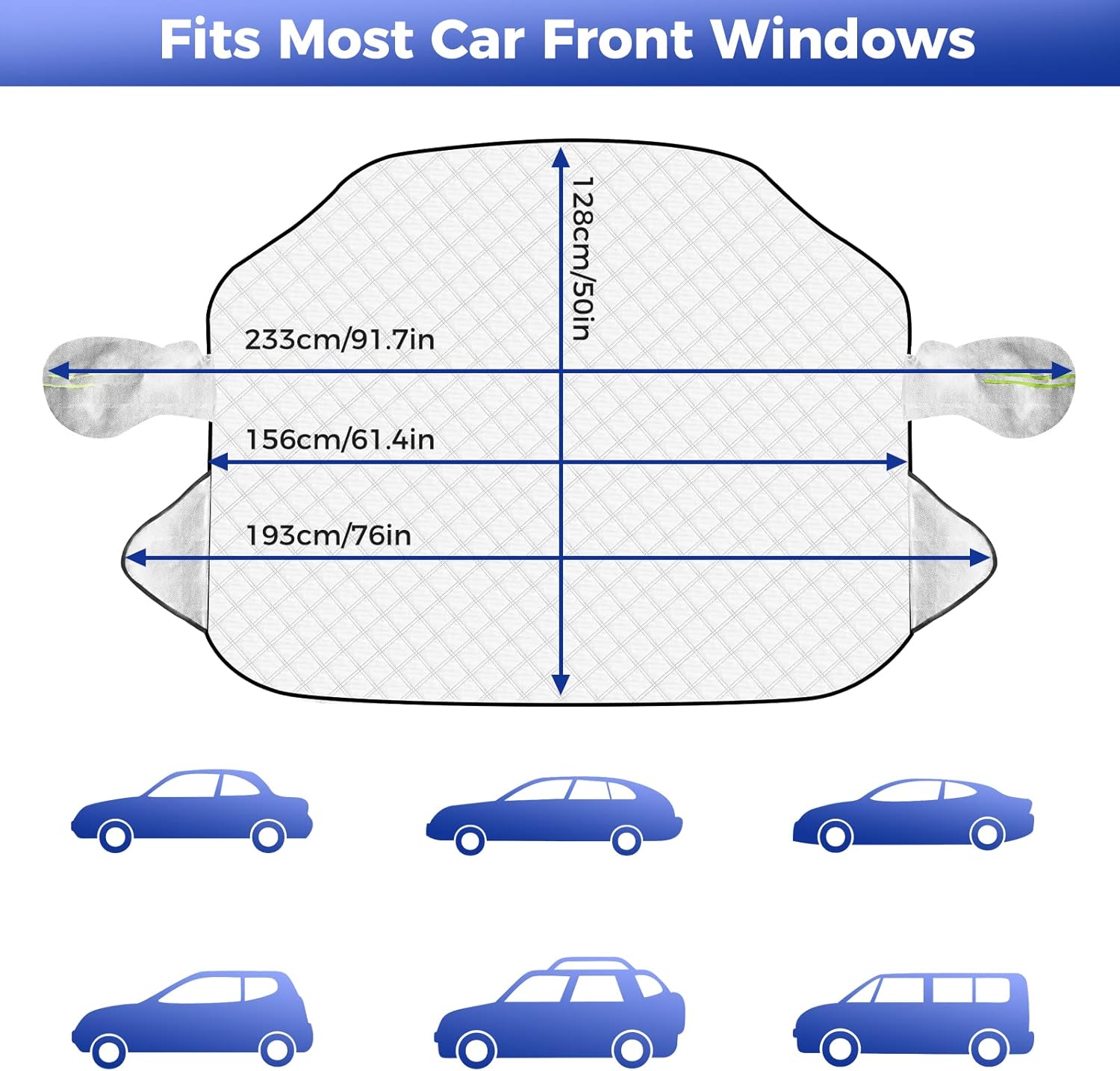 AQhui Car Windscreen Covers Frost for Winter, Magnetic Frost Protector Thicken, Ice Protection Foils Snow Windshield Sun Shade Front Window Screen Cover, Anti-dust and Anti-uv (156x128cm)