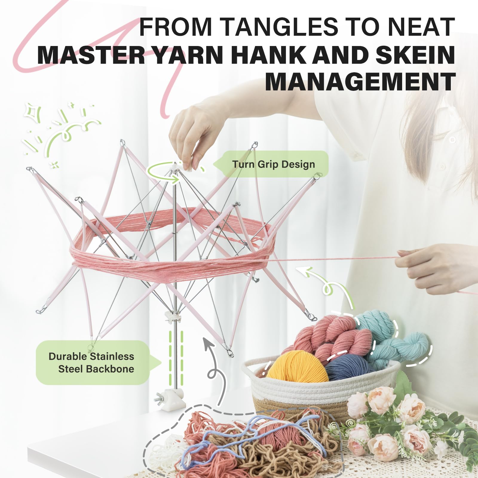 INMAKER Yarn Winder and Swift, Yarn Swift and Ball Winder Combo, Yarn Ball Winder with Swift for Crocheting