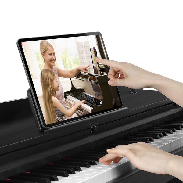MUSTAR Digital Piano 88 Weighted Keys, Full Size 88 Key Piano Keyboard Semi Weighted, Home Electric Piano with Furniture Stand and Triple Pedal, Music Stand, USB MIDI, White