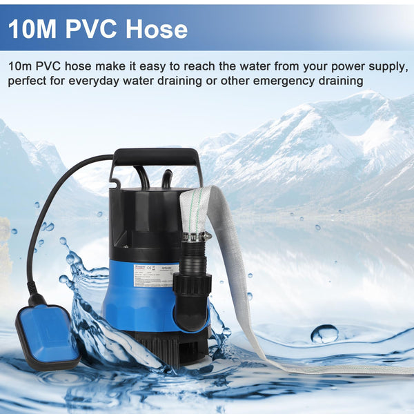 400W 7500L/H Submersible Water Pump with Hose, Water Pump to Empty Hot Tube with 10M Hose, Float Switch for Clean Dirty Water Garden Pond Pool Flooded Cellars