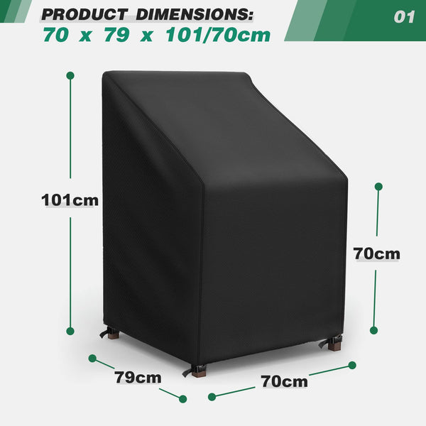 widesmile Garden Chair Cover Patio Stacking Chair Cover Waterproof 420D Oxford Fabric Outdoor Protective Cover for Stackable Chairs Anti-UV