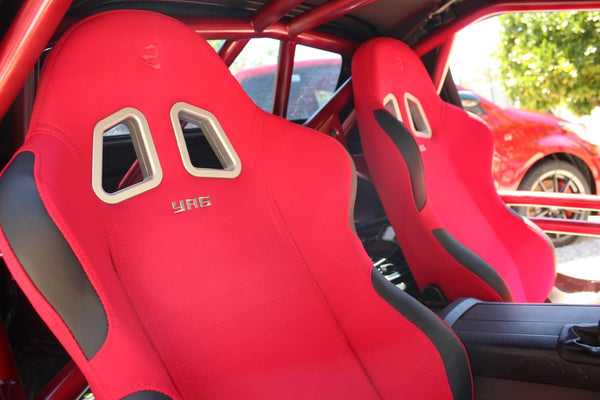 Set of Barbarian Reclining Bucket YAS Racing Seats for MX5 Mk3 (NC Chassis) Mazda, Red Felt, Track, Race, Drift