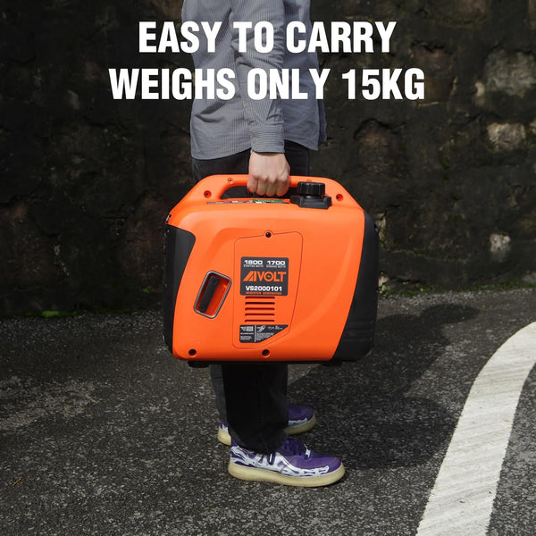 AIVOLT 1800W Petrol Inverter Generator 4 Stroke 80cc Engine Portable Silent Generator for Camping, Jobsites, Home Use-Pure Sine Wave, Super Lightweight