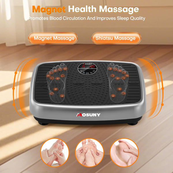 Vibration Plate, MOSUNY Vibration Plate Exercise Machine For Lymphatic Drainage, 2025 Upgraded Double Motors Vibration Plate for Weight Loss, 450 LBS Capacity Vibration Plate For Whole Body Workout