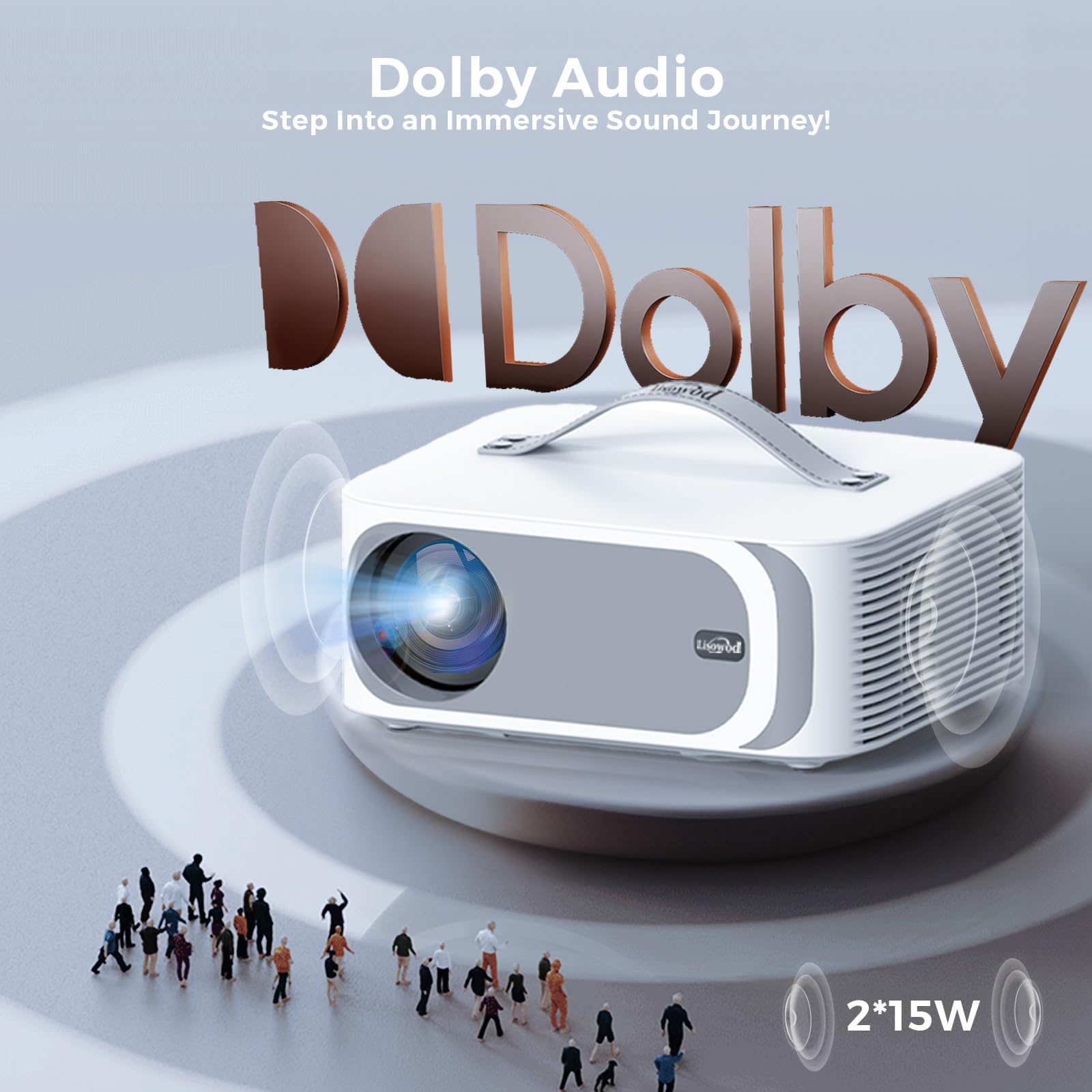 Projector-4K [Built-in mainstream apps/AI Movin 1.0 System/Fits DoIby Audio/E-Focus] 30000 Lumen Native 1080P Outdoor-Projector with WiFi 6 and Bluetooth, Lisowod Smart Portable Proyector with HDR10+