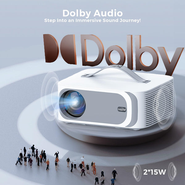 Projector-4K [Built-in mainstream apps/AI Movin 1.0 System/Fits DoIby Audio/E-Focus] 30000 Lumen Native 1080P Outdoor-Projector with WiFi 6 and Bluetooth, Lisowod Smart Portable Proyector with HDR10+