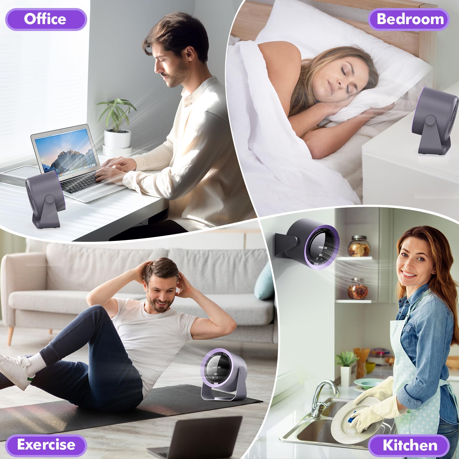 yokye Desk Fan, USB Desktop Fan with LED Display & Long Battery Life, 100 Speeds, 90° Adjustable Head Tilt, 3-in-1 Powerful Table Fan for Bedroom, Kitchen, Office, Home,Camping (Dark Gray)