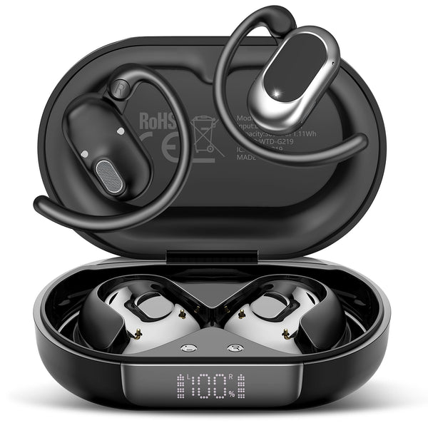 STECEi Open Ear Headphones, Bluetooth 5.4 Wireless Earbuds with Adjustable Ear Hooks, Powerful Sound, Air Conduction Earbuds with Mic, 36H playtime, Ultra-Comfort, IPX7 Waterproof Sports Earphones