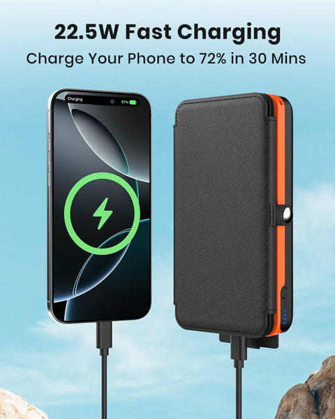 Paloceru Solar Power Bank 26800mAh - Portable Solar Charger with 4 Foldable Panels – PD QC 3.0 Fast Charging Battery Bank with USB C Output/Input - Outdoor Battery Pack with Flashlight for Camping