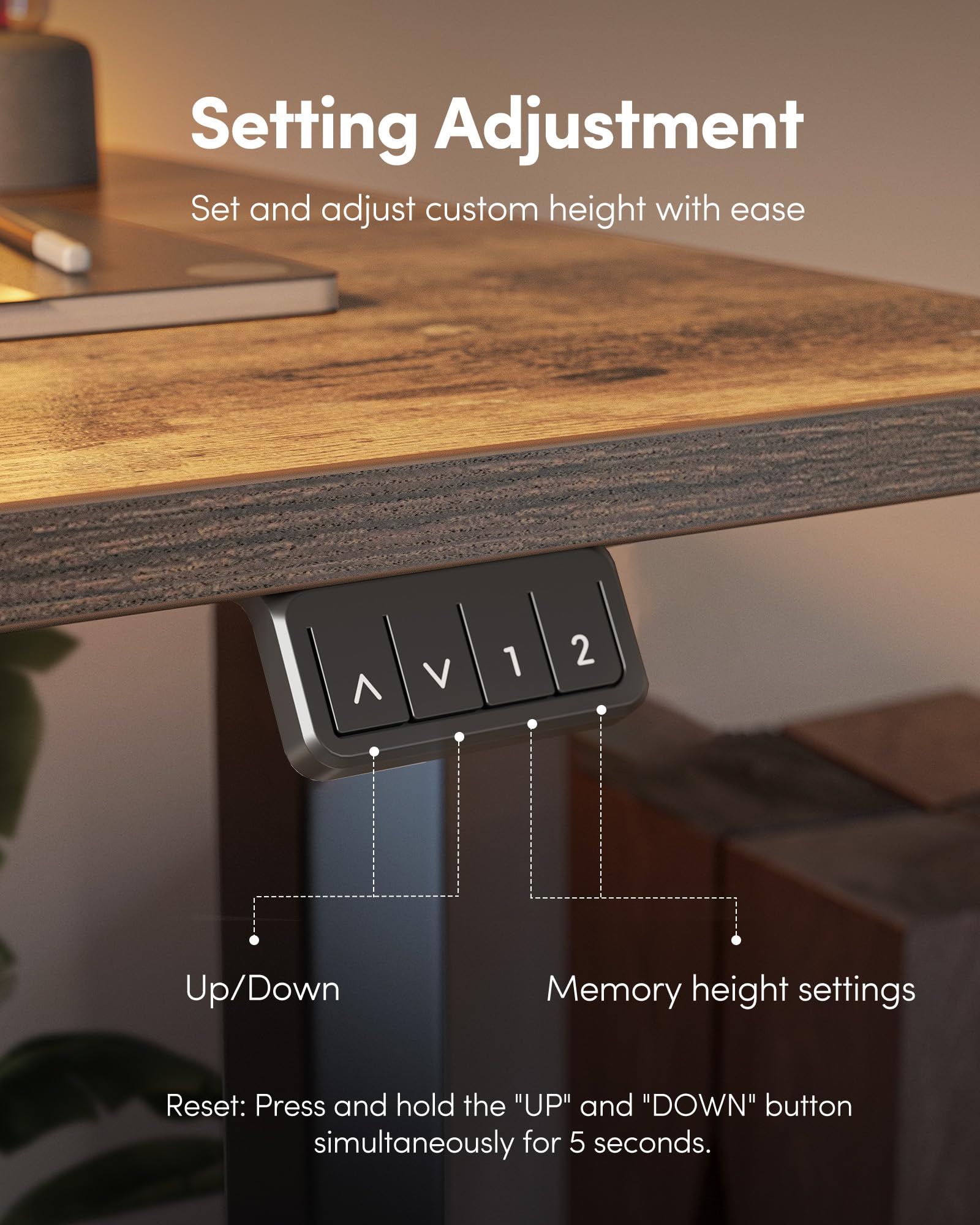 FEZIBO Height Adjustable Electric Standing Desk, 120 * 60 cm Stand up Table, Sit Stand Home Office Desk with Splice Board, White Frame/Maple Top