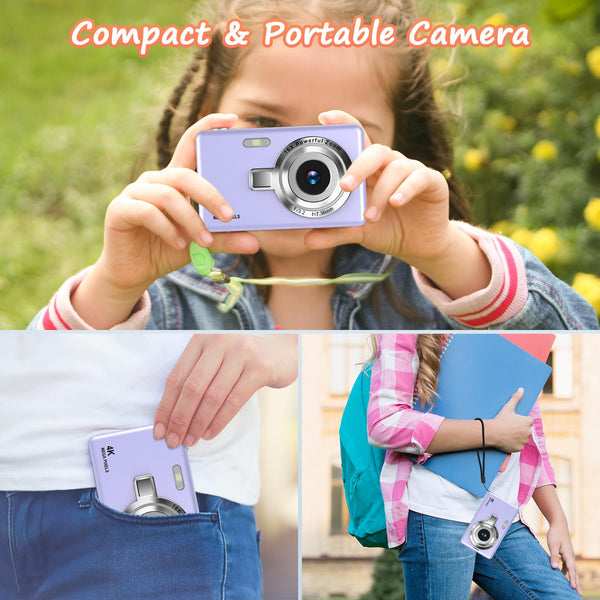 Digital Camera 1080P FHD 44MP with 2.4" LCD Screen,16X Digital Zoom, Compact Portable Vlogging Camera with 32gb SD Card for Kids Teen Students Beginner (Silver)