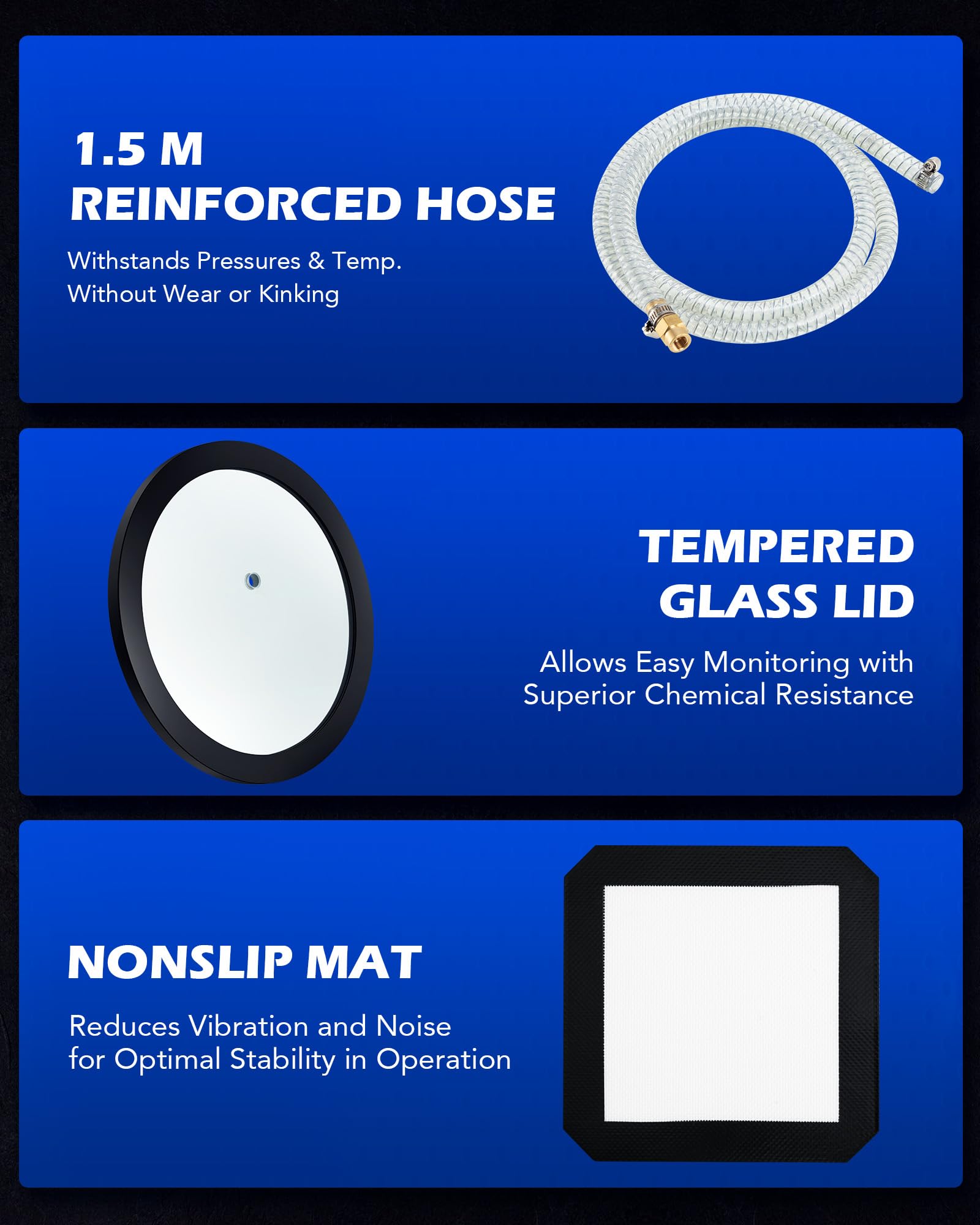 ORION MOTOR TECH 18.9 L Vacuum Chamber with Pump Kit, 3.5 cfm Vacuum Pump and Chamber Kit with Tempered Glass Lid 1.5 m Hose, Vacuum Degassing Chamber Kit for Stabilizing Wood Degassing Silicone Resin