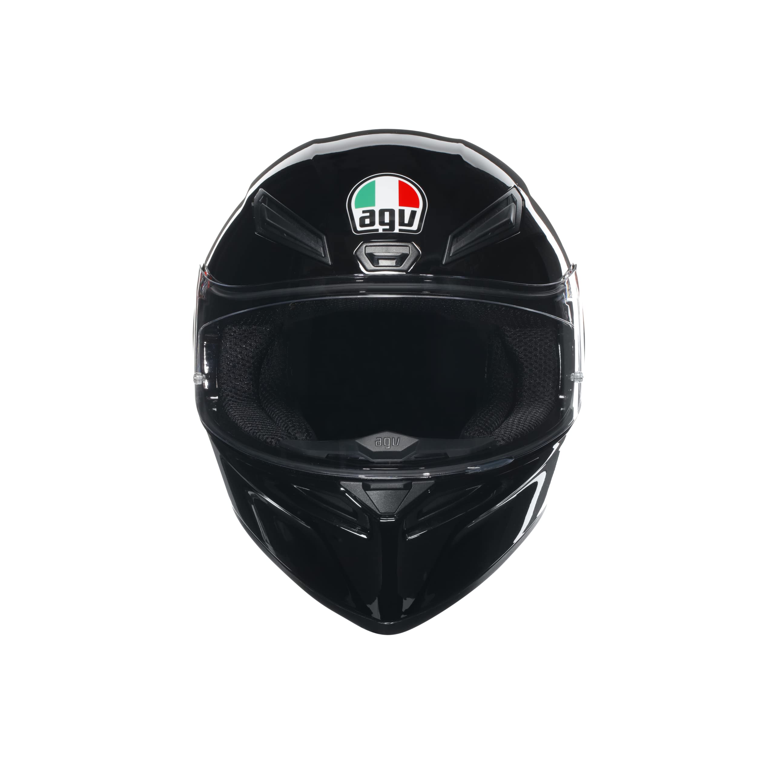 AGV - Helmet K1 S E2206, Full-face Motorbike Helmet, ECE, for Men, Racing Style with Spoiler, Air Intakes and Scratch Resistant Visor, 190° Field of View, with Intercom Ready, Black