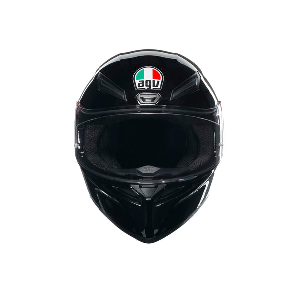 AGV - Helmet K1 S E2206, Full-face Motorbike Helmet, ECE, for Men, Racing Style with Spoiler, Air Intakes and Scratch Resistant Visor, 190° Field of View, with Intercom Ready, Black