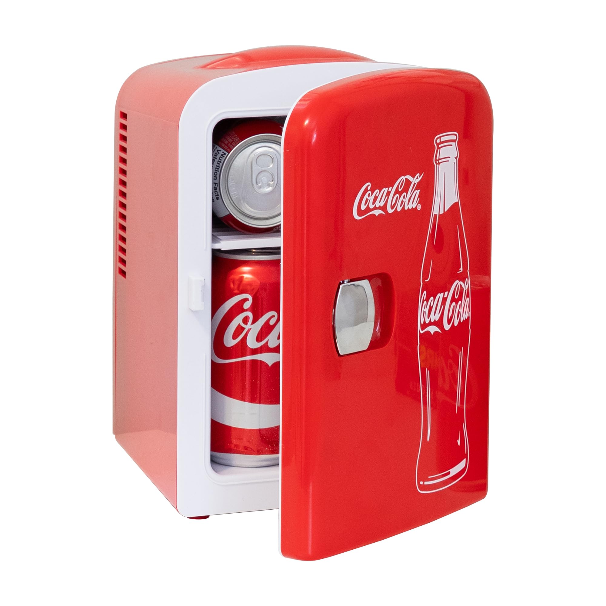 Coca Cola Mini Fridge For Bedrooms 5L Retro Vending Machine Style Cool Box 10 Can Quiet Mini Fridges with Display Window For Coke Beverages Food Drinks Home 12v Portable Cooler Box, Red