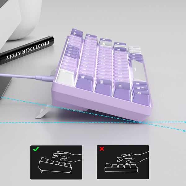 MageGee Portable 60% Gaming Mechanical Keyboard, Minimalist MK-Box Ice Blue Backlit Compact 68 Keys Wired Office Keyboard with Red Switch for Windows Laptop PC Mac Convenient(Gray & White)