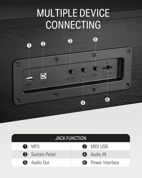 Donner DDP-60 88 Key Digital Piano for Beginner, Electric Keyboard with Velocity-Sensitive Keys, 128 Voices, 83 Rhythms, 8 Reverb Effects, 5 Strength Curves, Auto Chord, Gray