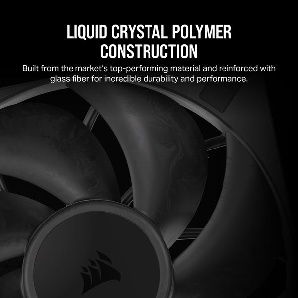 Corsair RS120 MAX 120mm PWM Thick Fans – High Static Pressure – Liquid Crystal Polymer Construction – Triple Pack – Black