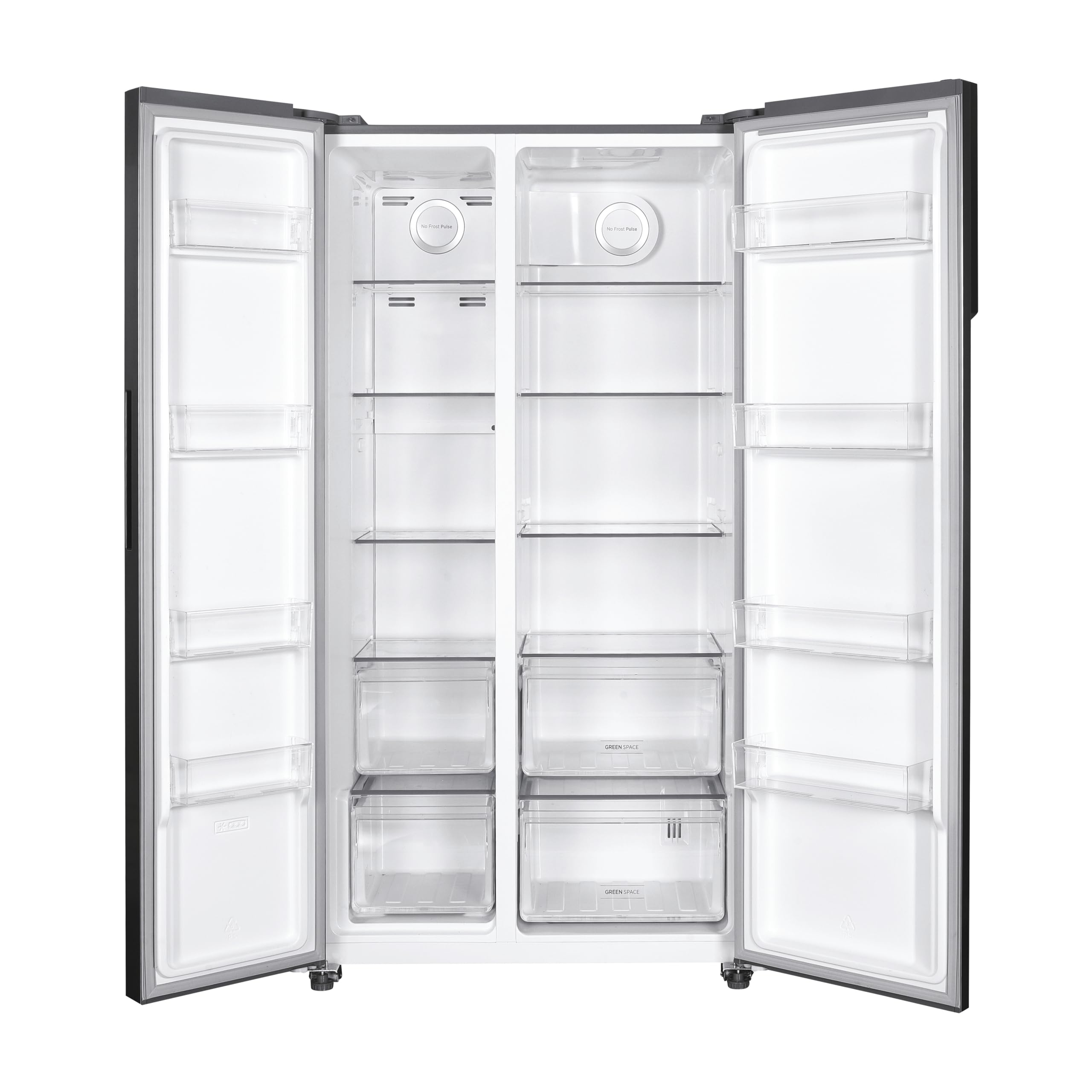 Hoover H-FRIDGE 500 MAXI Freestanding American Fridge Freezer with Water Dispenser, Side by Side, Total No Frost Technology, E Class, 532L Total Capacity, Inox, 91x67x177 cm - HHSBSO6174XWDK-1