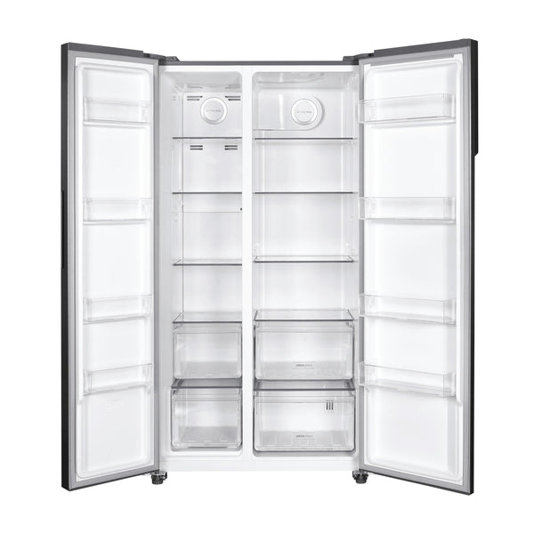 Hoover H-FRIDGE 500 MAXI Freestanding American Fridge Freezer with Water Dispenser, Side by Side, Total No Frost Technology, E Class, 532L Total Capacity, Inox, 91x67x177 cm - HHSBSO6174XWDK-1