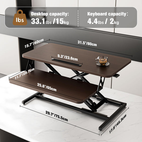 ERGOMAKER Height Adjustable Standing Desk Converter - 101cm (40 Inch) Wide Platform Tabletop Workstation - Quick Sit to Stand Desk Riser for Dual Monitors White