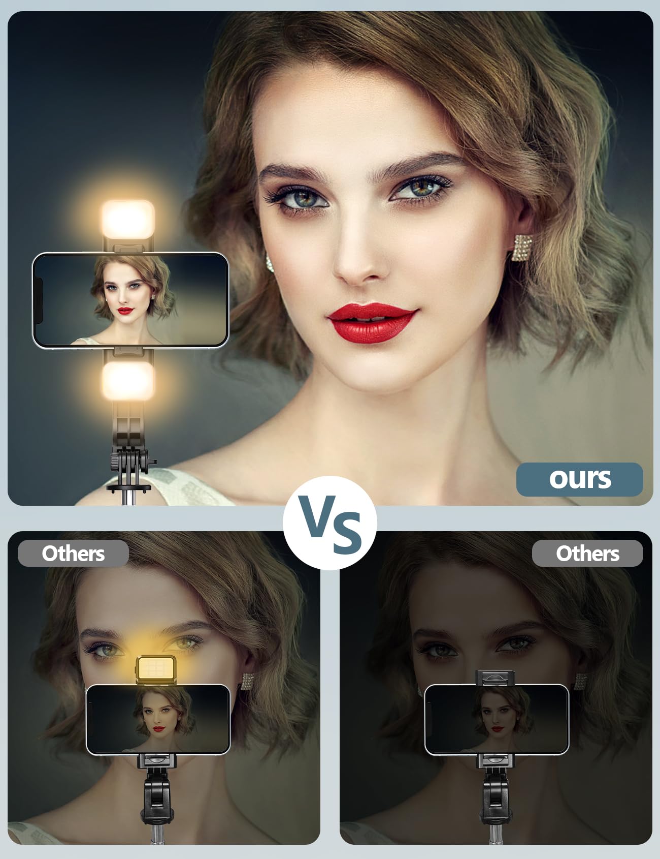 Selfie Stick Tripod with 2 Fill Lights, 45'' Extra Long Phone Tripod with Detachable Remote, Compatible with iPhone, Samsung, Smartphones