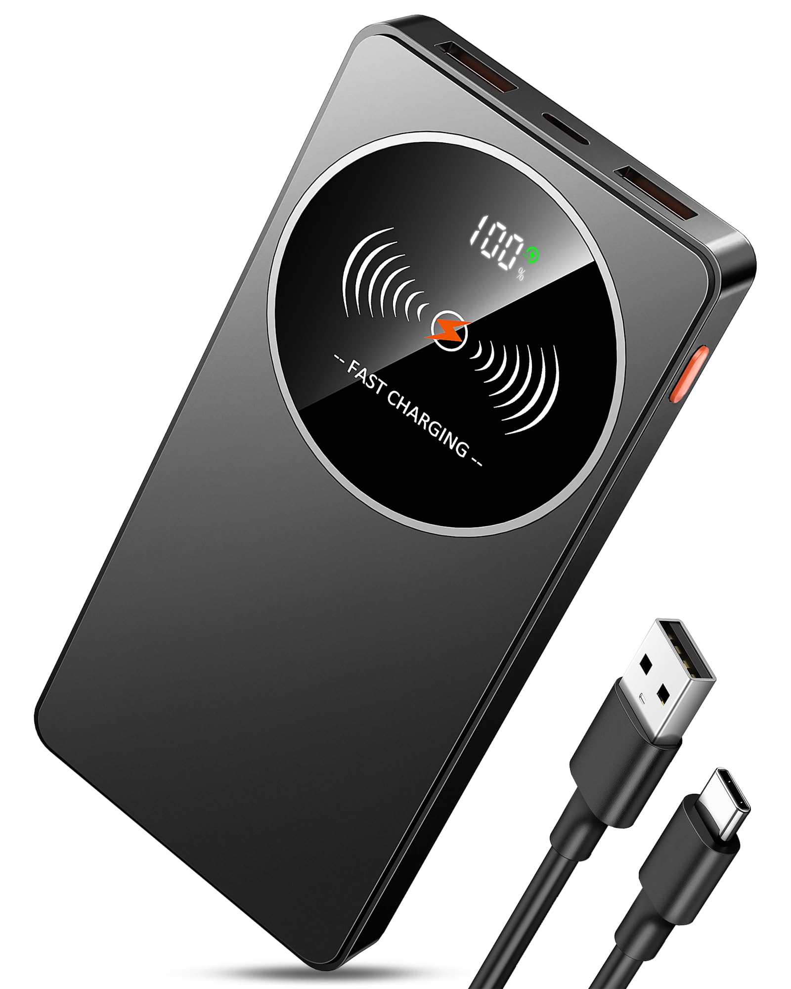 Power Bank Fast Charging 10000mAh, PD3.0 QC4.0 22.5W Portable Charger USB C Input & Output, Powerbank with LED Display, Battery Pack Compatible with iPhone16/15/14/13/12, Samsung, Android More, Black