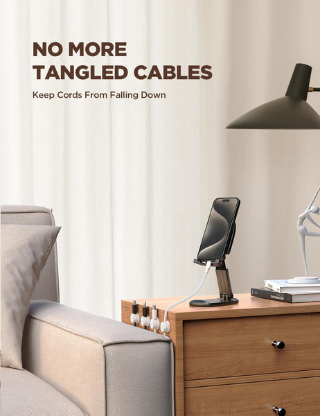 JOYROOM 6 Pack Cable Tidy Clips Cord Organiser Magnetic Cable Management Self Adhesive Wire Holder for Desk, Nightstand, Charging Cables, HDMI, USB, Audio Cable, Office, Home, White