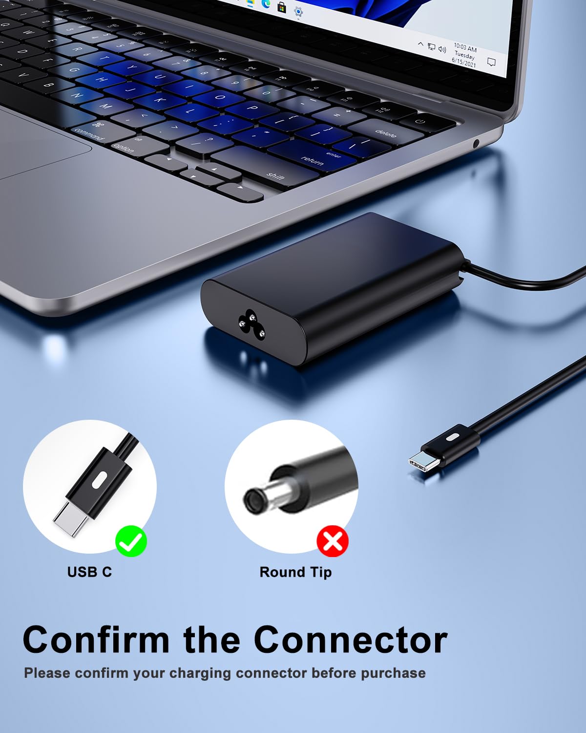 Jeestam 65W USB C Laptop Charger Compatible with HP EliteBook Elite Spectre X360 X2 830 1030 1040, Envy 11 13 14 15, Omnibook, Chromebook, Elite x2,ProBook 430 G6 G7 G8, for Office, School, and Family