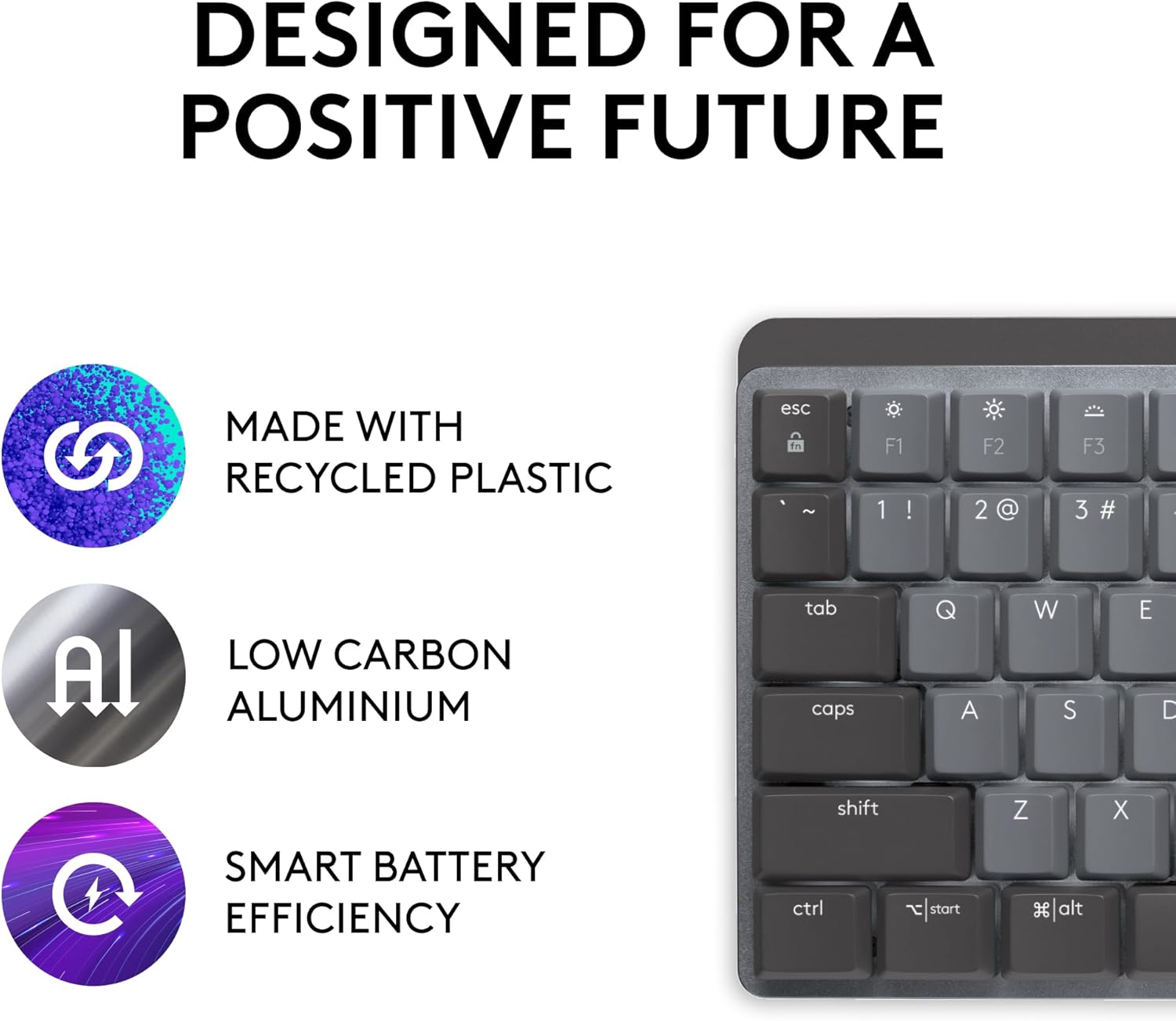 Logitech MX Mechanical Wireless Illuminated Performance Keyboard, Tactile Quiet Switches, QWERTY UK English Layout - Grey