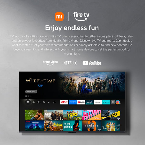 XIAOMI TV F Pro 75, 75 Inches (190 cm), 4K UHD QLED, Smart TV, Fire TV, HDR10+, Game Boost mode 120Hz, MEMC, Alexa Voice Control, 2GB+32GB, Works with Apple AirPlay