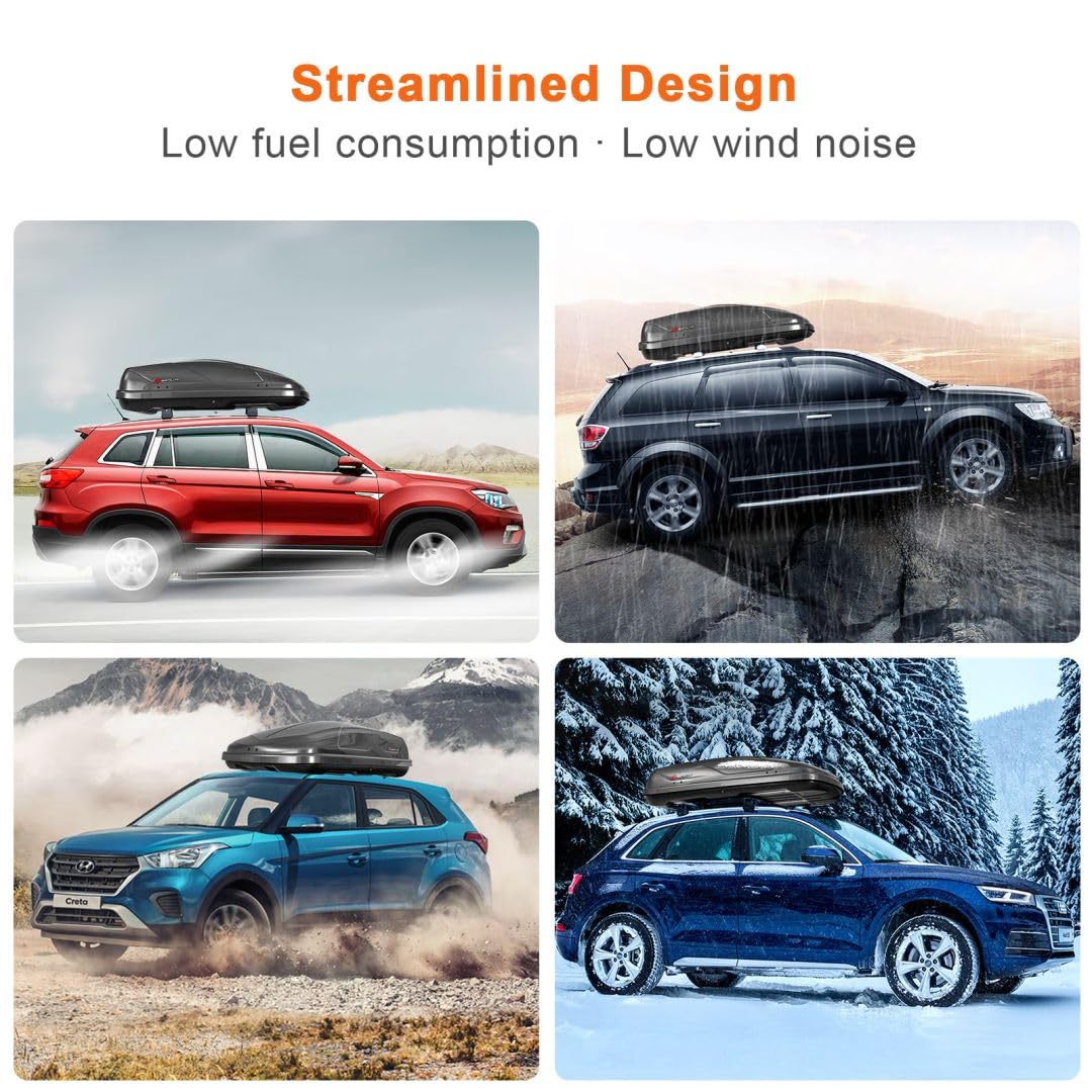 COSTWAY Car Roof Box, 400L Capacity Hard Roof Cargo Carrier with Security Keys & Dual Side Opening, Waterproof Rooftop Luggage Storage Box for Car, SUV, Van, Fits Most Cars (Black)