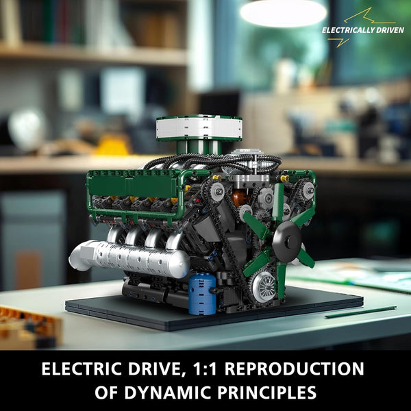 Mould King V8 Engine Building Blocks Set, 2250 PCS Combustion Engine Model Kit That Runs, Mini Engine for Adults with Battery, Engineering Construction STEM Toy for Boys Girls