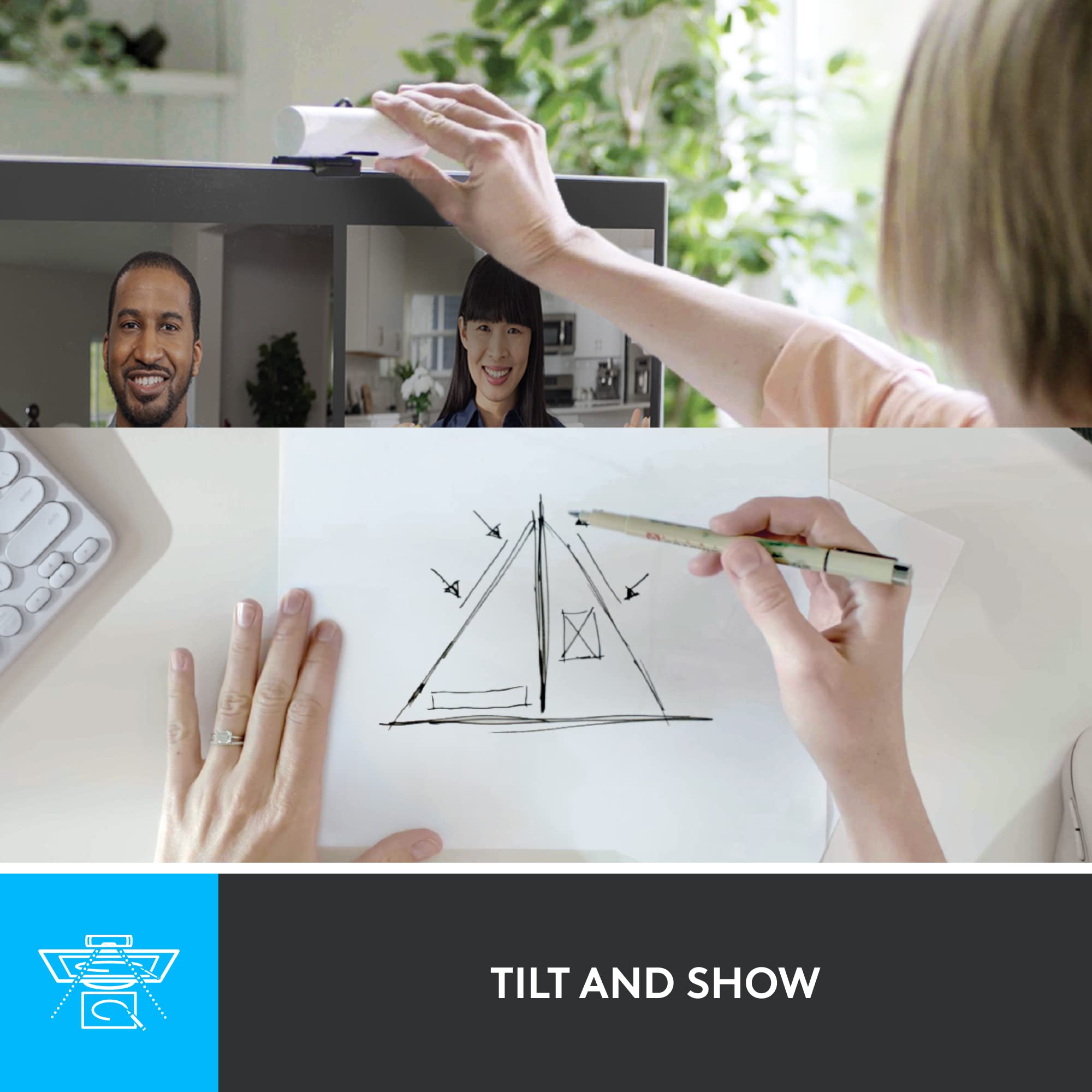 Logitech Brio 500 Full HD Webcam with Auto Light Correction, show Mode, Dual Noise Reduction Mics, Webcam Privacy Cover, Works with Microsoft Teams, Google Meet, Zoom, USB-C Cable, Streaming - White