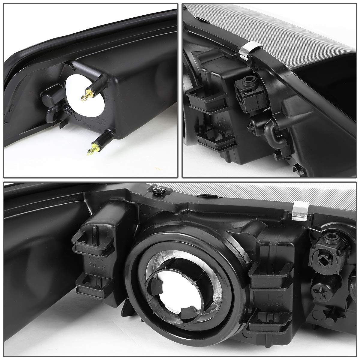 DNA MOTORING HL-OH-FM99-BK-CL1 Black Housing Headlights Replacement Compatible with 99-04 Ford Mustang