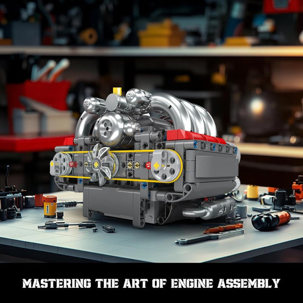 Mould King 10193 Engine Building Blocks Toy Kit, Boxer Engine Clamping Blocks Construction Kit Model, Toy Gift Collectibles for Adults Boys Girls(609 Pieces)