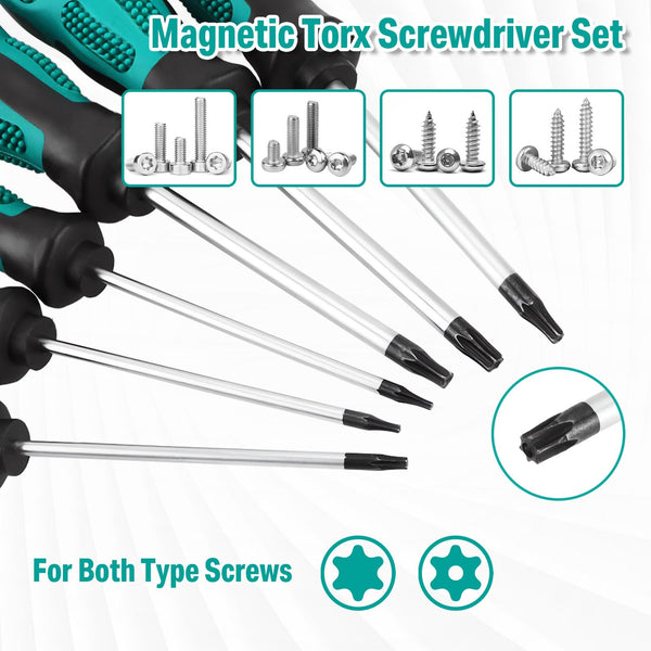 Screwdriver Set 10pcs, Magnetic Screwdriver Set 5pcs Phillips Screwdrivers and 5pcs Slotted/Flat Head Screwdrivers, Chrome Vanadium Steel Made