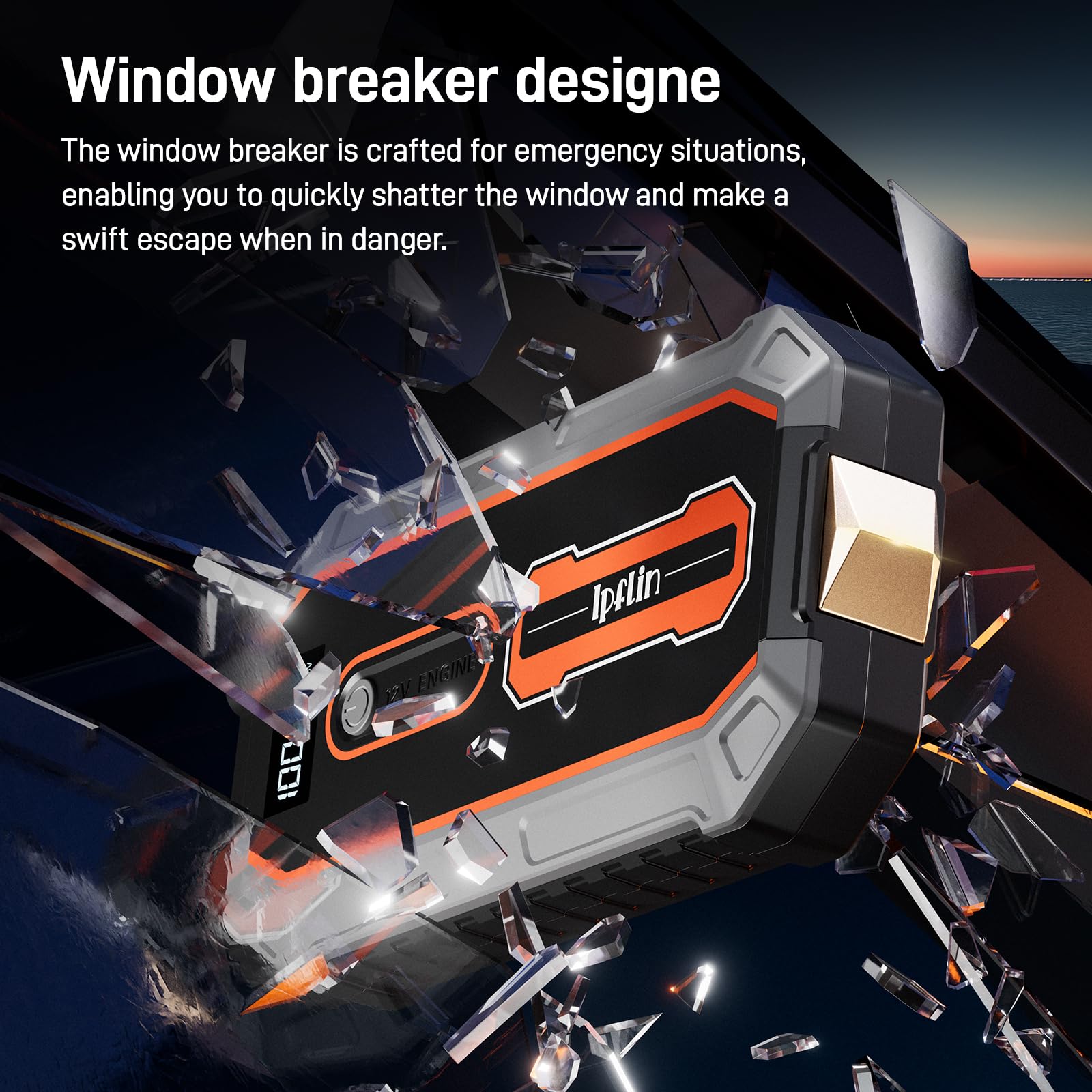 Ipflin Jump Starter Power Pack - 3000A Peak 18000mAh Portable Car Battery Booster Jump Starter for Up to 6.5L Gas & 3.5L Diesel Engines,USB-C Ports, LCD Display